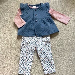 🍁 Just One You by Carters matching set: onesie, vest and pants, baby girl, 6 m